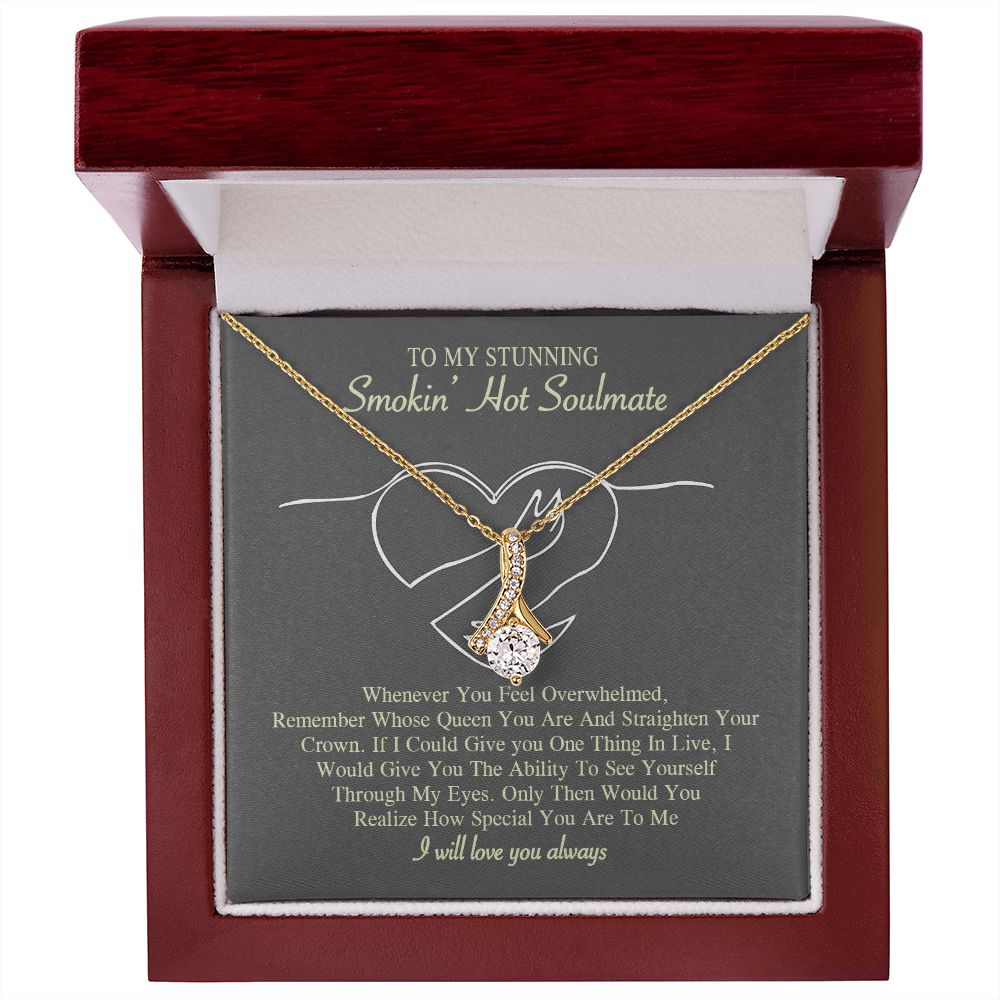To My Smokin Hot Soulmate Necklace, Love Necklace for Girlfriend, Soulmate Jewelry, Soulmate Necklace, Future Wife Gift, Necklace for Wife from Husband Necklace Message Card and Gift Box Styles on Birthday, Christmas, Wedding, Anniversary Allruing Necklac
