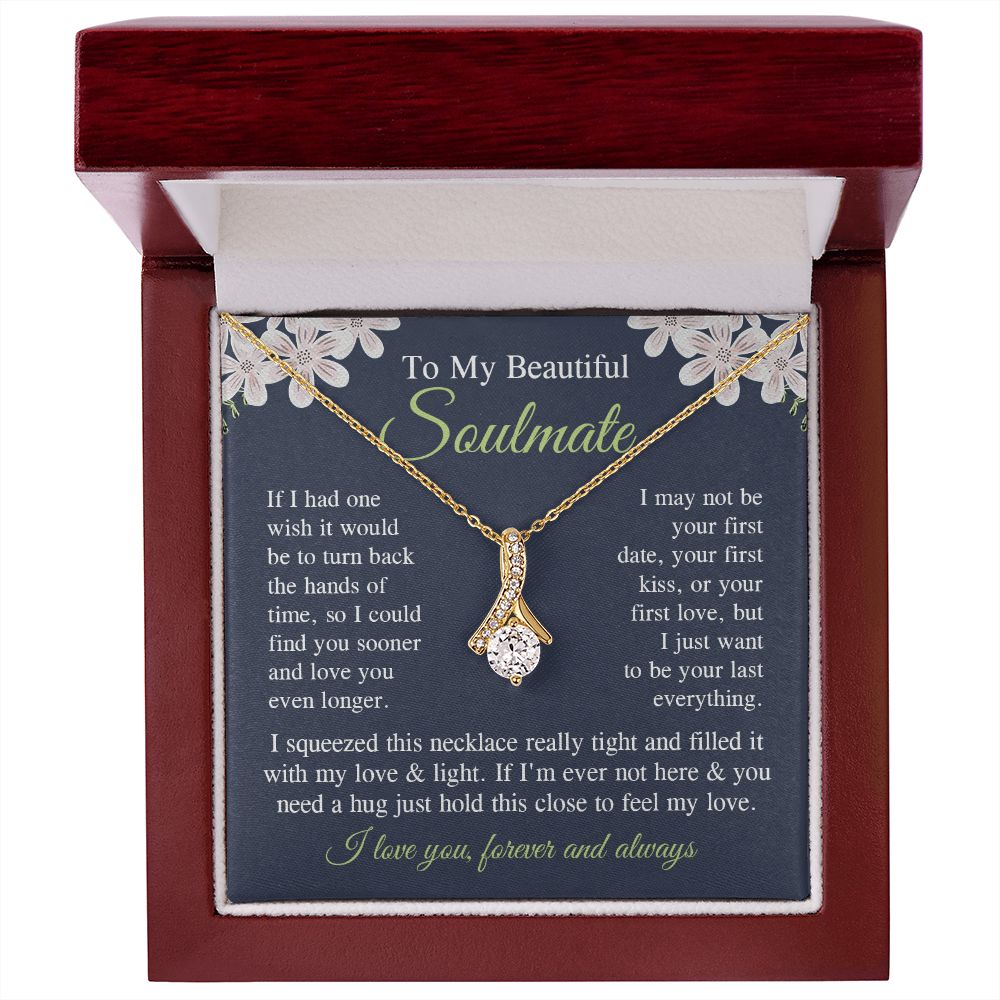 Soulmate Necklace Gift for Her, Soulmate Jewelry, Necklace for Future Soulmate, Valentine Anniversary Jewelry for Wife Necklace Gifts from Husband - Soulmate Gift Necklace with Message Card and Gift Box Allruing Necklace