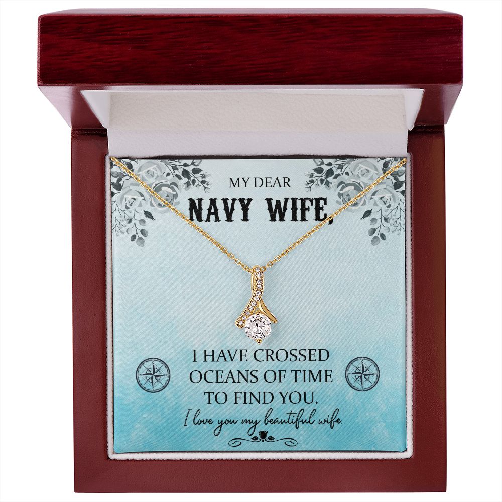 Couples Gifts, Dear Wife Necklace Gifts From Husband, Wedding Anniversary Jewelry For Wife From Husband, Wife Birthday From Husband, To My Beautiful Wife Girlfriend Message Card and Gift Box styles On Birthday, Christmas, Anniversary  Allruing Necklace