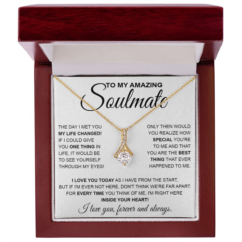 to My Soulmate Necklace, Soulmate Jewelry for Women, Wife Gifts from Husband , Valentine Necklace for Wife Soulmate Gifts Future Wife Necklace Message Card and Gift Box Styles on Birthday, Wedding, Anniversary, Valentine Allruing Necklace