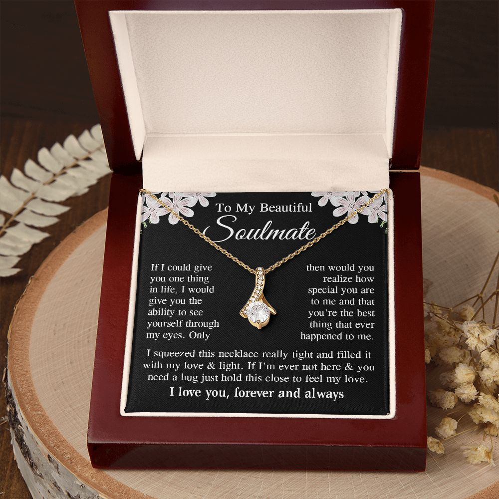 Soulmate Necklace Gift for Her, Soulmate Jewelry, Necklace for Future Wife, Wedding Valentine Jewelry for Wife Necklace Gifts from Husband - Soulmate Gift Necklace with Message Card and Gift Box Allruing Necklace