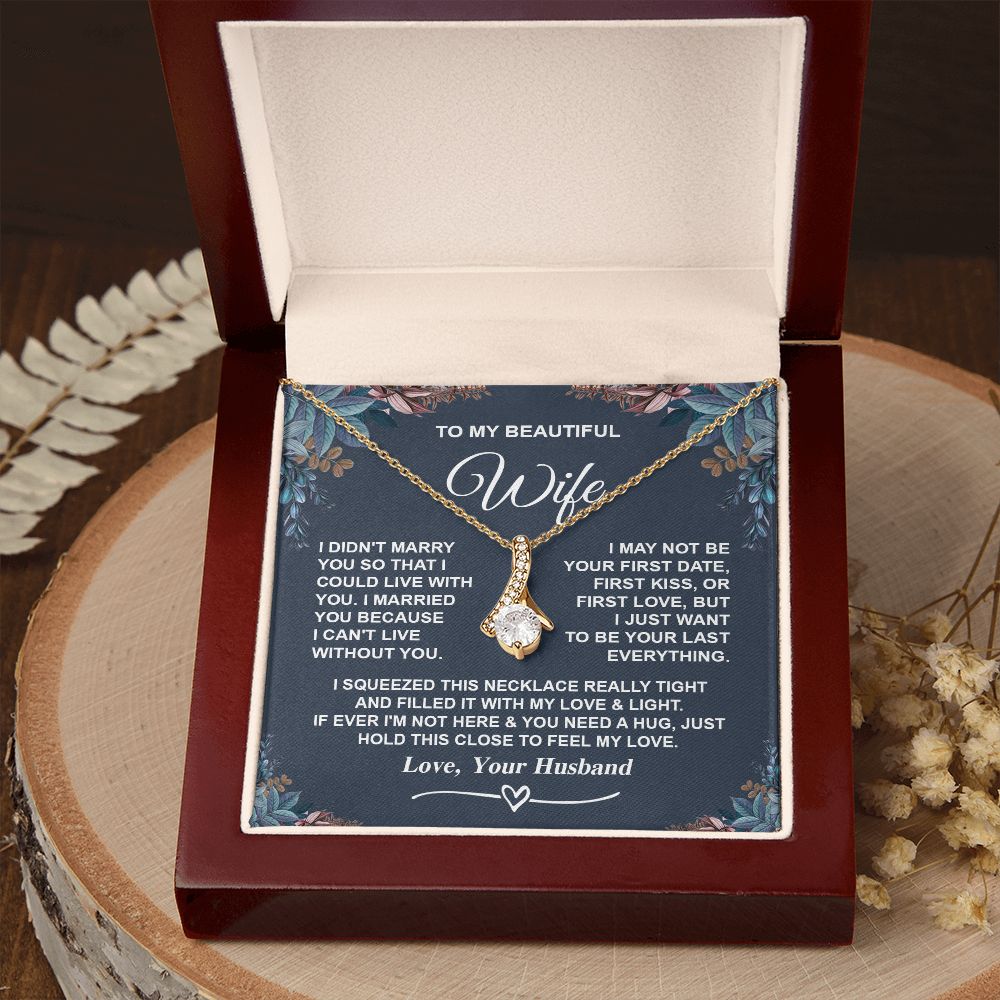 Wife Necklace Gifts from Husband, Gifts for Wife Anniversary from Husband, Necklaces for Wife from Husband to My Wife Message Card and Necklace Gift Box Gift Box Styles on Birthday, Wedding, Anniversary, Valentine Allruing Necklace