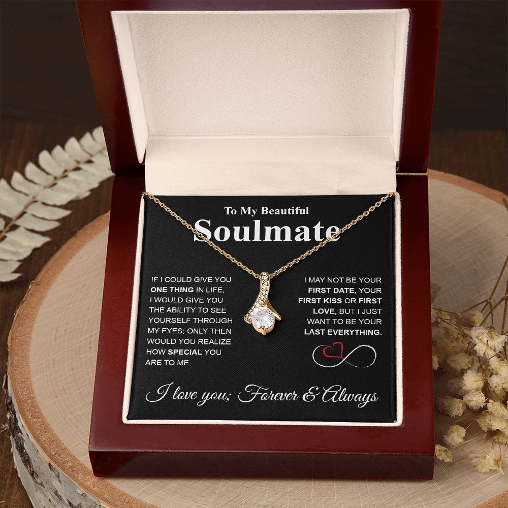 To My Beautiful Soulmate Necklace My Last Everything, Promise Necklace For Her, Fiance Gifts For Her, Valentine Gifts For Future Wife With Message Card Box LED, Soulmate Necklace For Women, To My Wife Necklace Allruing Necklace