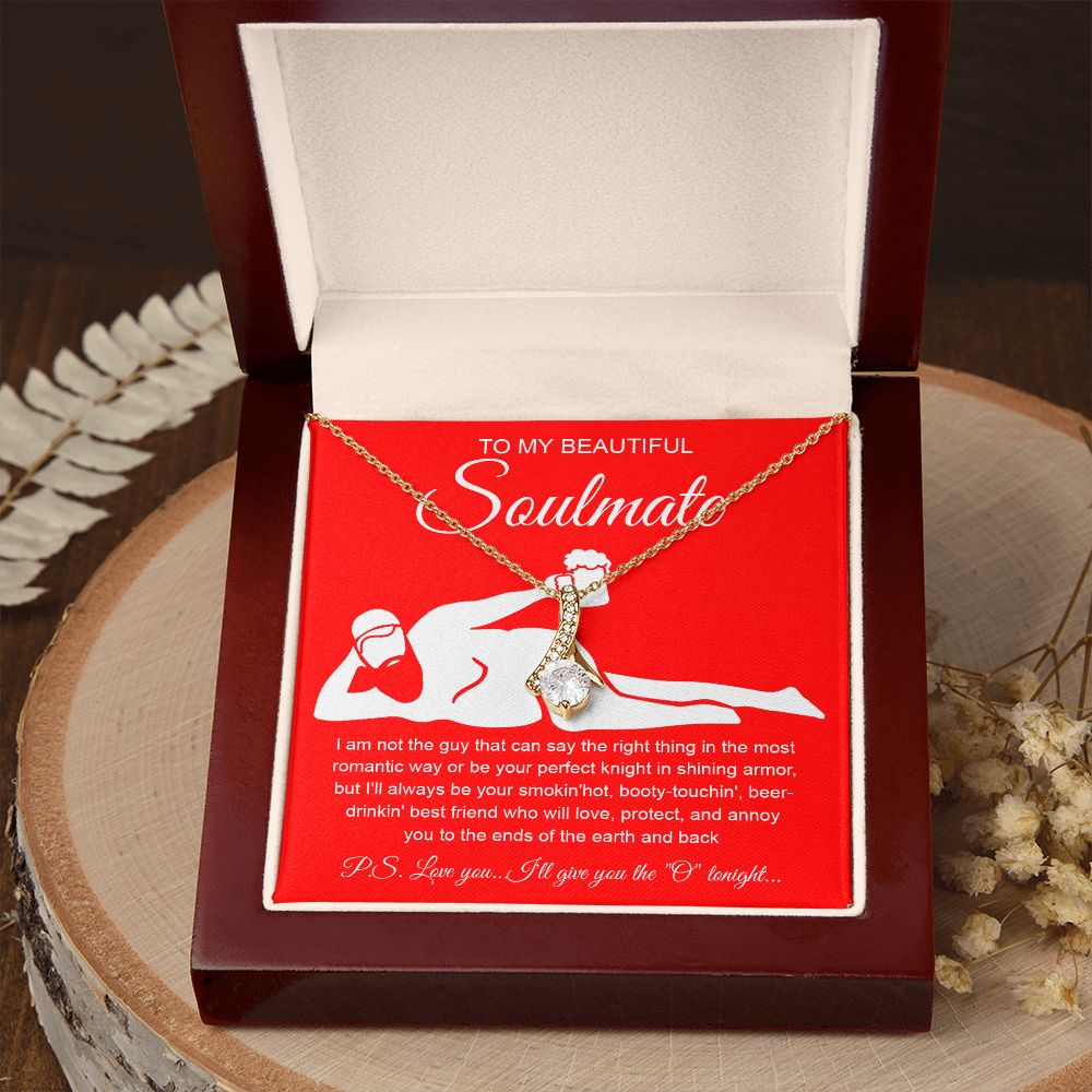To My Beautiful Soulmate Necklace For Women, Funny Gifts For Girlfriend,Valentine Presents For Girlfriend, Best Birthday Meaningful Gift Ideas For Wife, Women Romantic Jewelry For Her Anniversary Message Card and Gift Box Styles Allruing Necklace