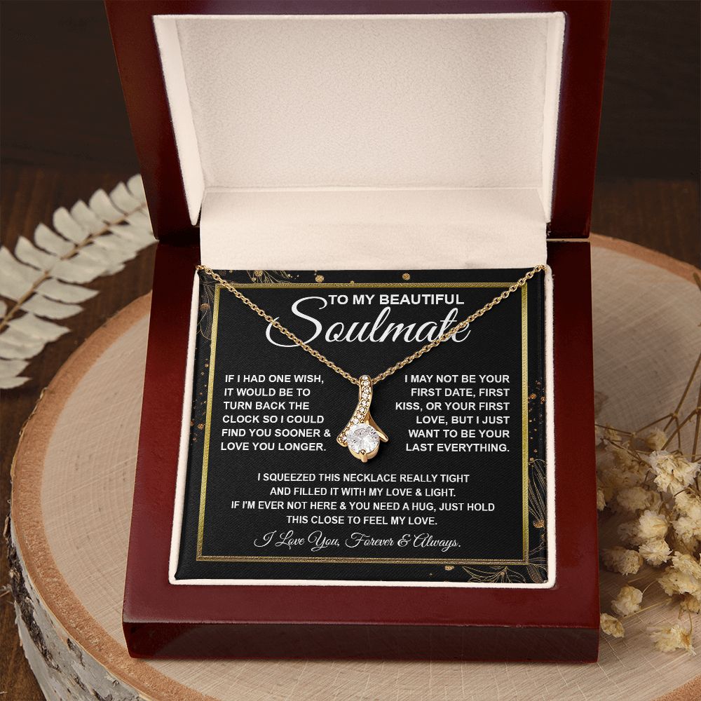 To My Beautiful Soulmate Necklace, Soulmate Jewelry For Women, Wife Necklace From Husband, Soulmate Gifts For Her, To My Future Soulmate Necklace Message Card and Necklace Gifts Box Gift Box Styles on Birthday, Wedding, Anniversary, Valentine Allruing Nec