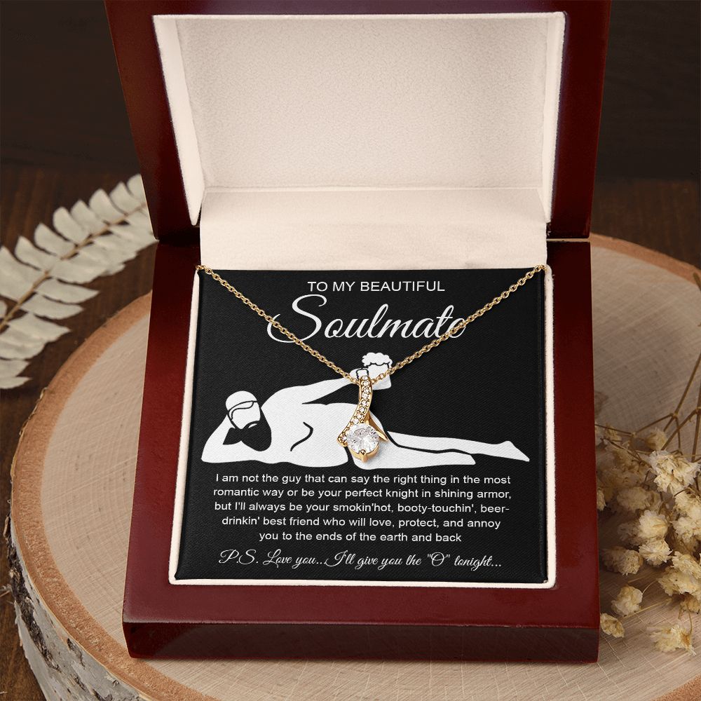 To My Beautiful Soulmate Necklace For Women, Funny Gifts For Girlfriend,Valentine Christmas Presents For Girlfriend, Best Birthday Meaningful Gift Ideas For Wife, Women Romantic Jewelry For Her Anniversary Message Card and Gift Box Styles Allruing Necklac