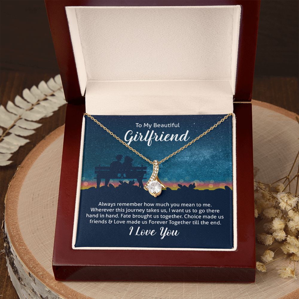 Couples Gifts Necklace To My Beautiful Girlfriend Necklace Gifts For My Wife, I Love You, Love Knot Meaningful Necklace Message Card and Gift Box Styles on Birthday, Christmas, Anniversary Allruing Necklace
