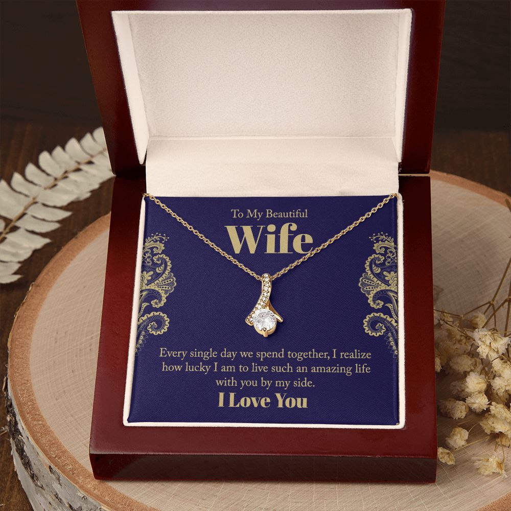 To My Beautiful Wife, Love Knot Necklace Gifts For Wife From Husband, To My Soulmate Necklace For Women, To My Wife Necklace Wedding Anniversary, I Love You, Meaningful Necklace Message Card and Gift Box Styles on Birthday, Christmas, Anniversary Allruing