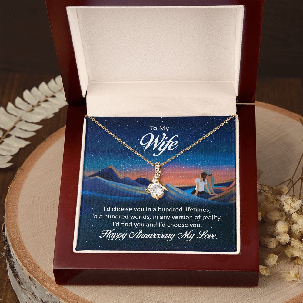 Couples Gifts Necklace To My Wife Necklace Gifts For My Wife, I Love You, Happy Anniversary My Love, Love Knot Meaningful Necklace Message Card and Gift Box Styles on Birthday, Christmas, Anniversary Allruing Necklace