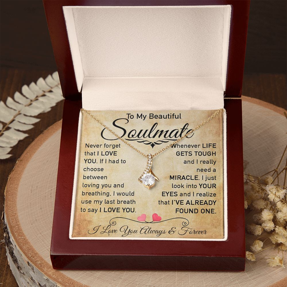My Beautiful Soulmate Necklace Future Wife Gifts, Promise Necklace For Her, Fiance Gifts For Her, Valentine Gifts For Soulmate From Husband With Message Card Box LED, Soulmate Necklace For Women, To My Wife Necklace Allruing Necklace