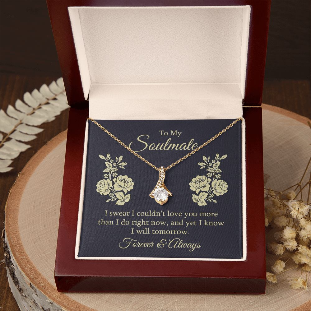 To My Soulmate Necklace for her Jewelry For Her Couples Gifts Necklaces For Soul Mate Christmas Jewelry, Forever & Always, Love Knot Meaningful Necklace Message Card and Gift Box Styles on Birthday, Christmas, Anniversary Allruing Necklace