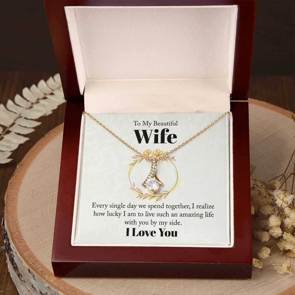 Wife Necklace Gifts From Husband, Wedding Anniversary Jewelry For Wife From Husband, Wife Birthday From Husband, Necklaces For Wife From Husband To My Wife Necklace, Necklace Message Card and Gift Box Styles on Birthday, Christmas, Anniversary  Allruing N