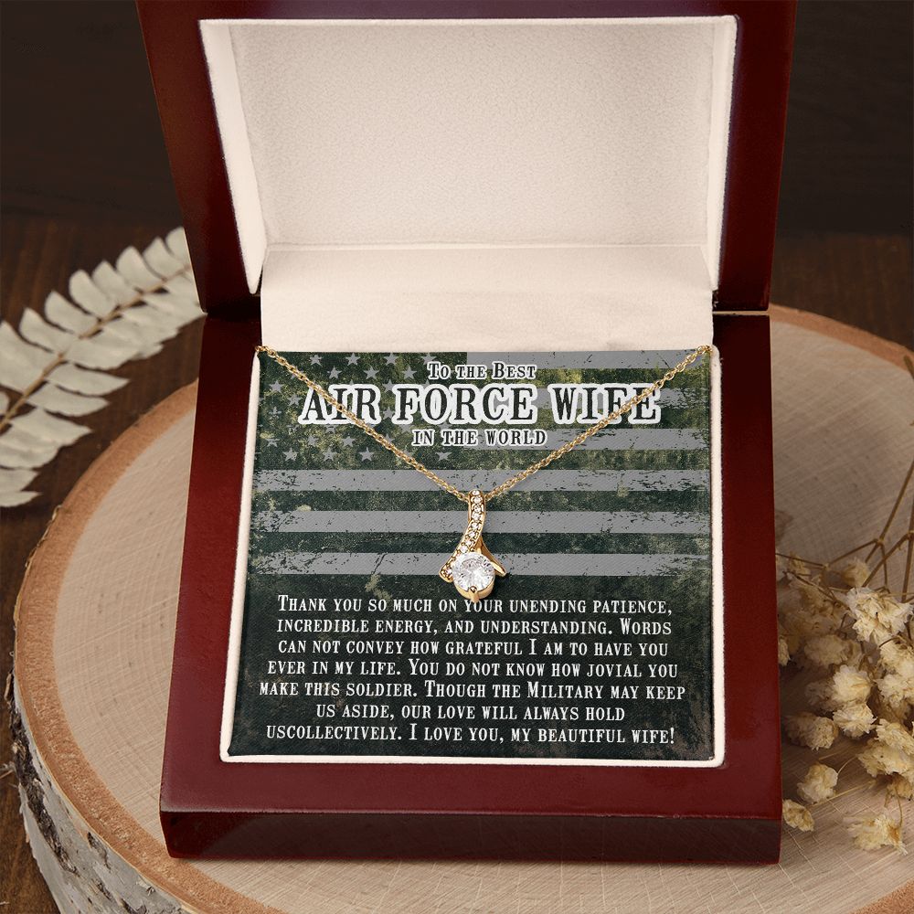 Couples Gifts, Air Force Wife Necklace Gifts From Husband, Wedding Anniversary Jewelry For Wife From Husband, Wife Birthday From Husband, To My Beautiful Wife Girlfriend Message Card and Gift Box styles On Birthday, Christmas, Anniversary  Allruing Neckla