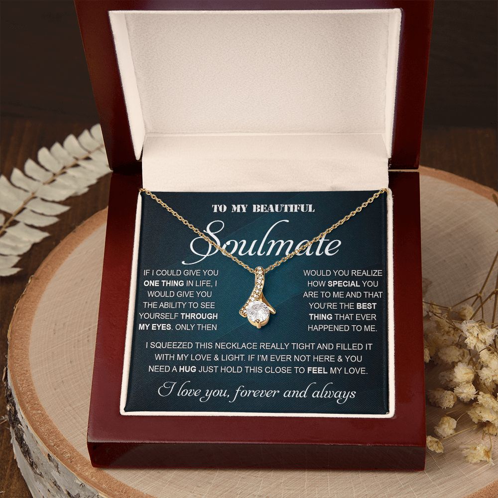 Personalized Valentine Gift For Wife, To My Soulmate Necklace For Women, Soulmate Necklace, To My Wife Necklace From Husband, Necklace Custom Name Message Card and Gift Box Styles on Birthday, Christmas, Wedding, Anniversary Allruing Necklace