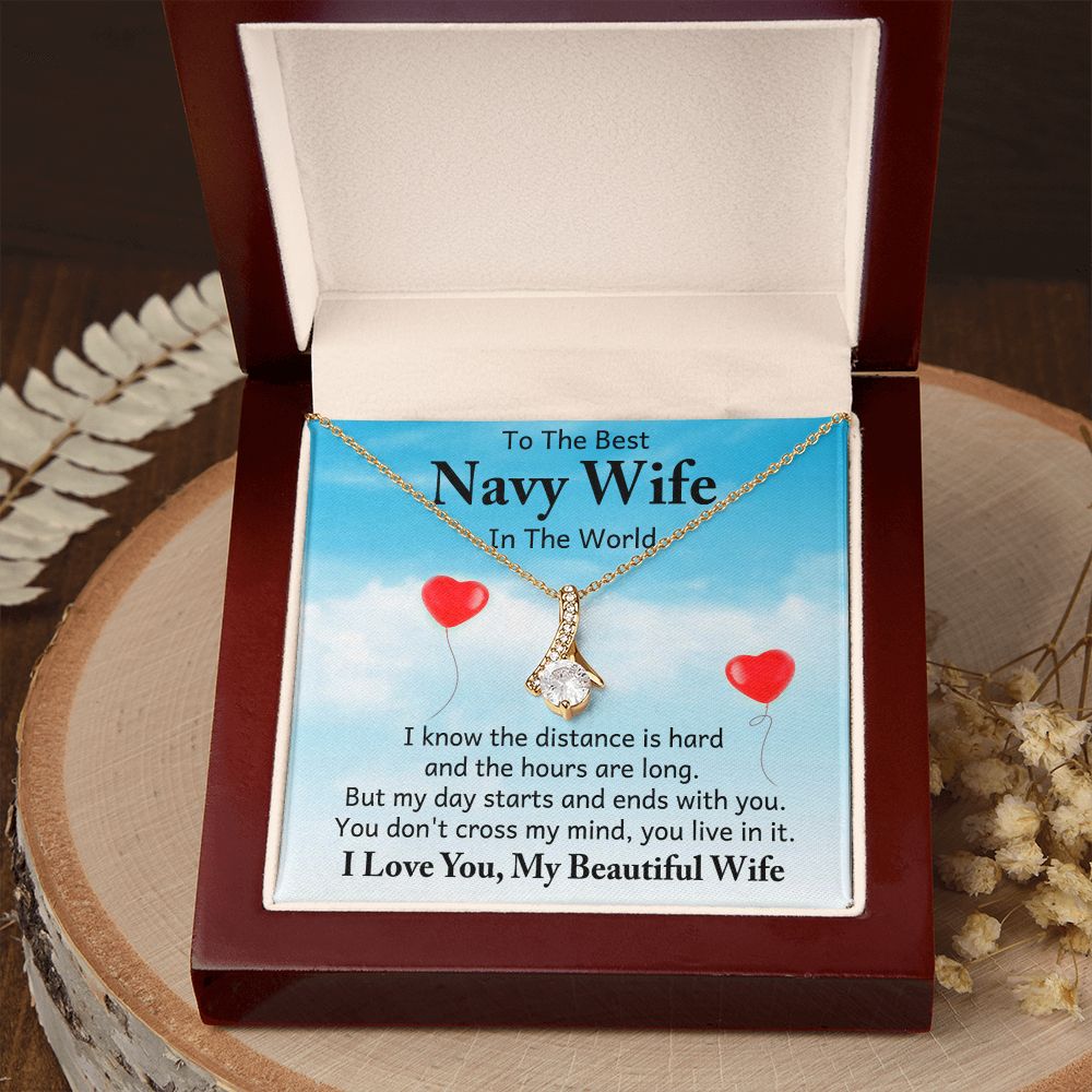 Couples Gifts, To My Navy Wife Necklace Gifts From Husband, Wedding Anniversary Jewelry For Wife From Husband, Wife Birthday From Husband, To My Soulmate Message Card and Gift Box styles On Birthday, Christmas, Anniversary  Allruing Necklace