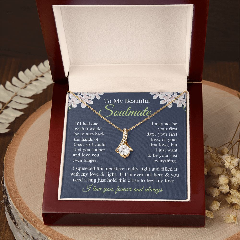 Soulmate Necklace Gift for Her, Soulmate Jewelry, Necklace for Future Soulmate, Valentine Anniversary Jewelry for Wife Necklace Gifts from Husband - Soulmate Gift Necklace with Message Card and Gift Box Allruing Necklace