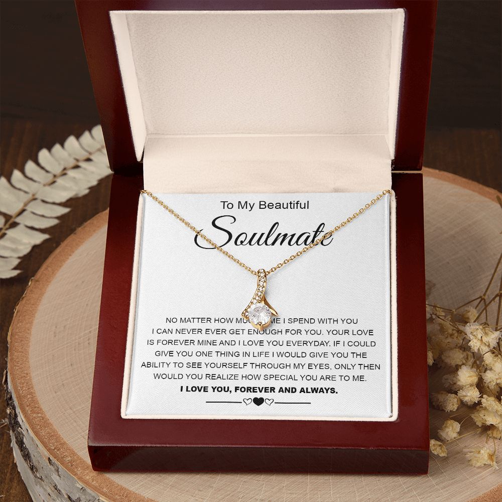 To My Beautiful Soulmate Necklace Valentine Gifts for Wife Gifts from Husband, Wife Anniversary Gifts, Gifts for Wife, Message Card and Necklace Gift Box Gift Box Styles on Birthday, Wedding, Anniversary, Valentine Allruing Necklace