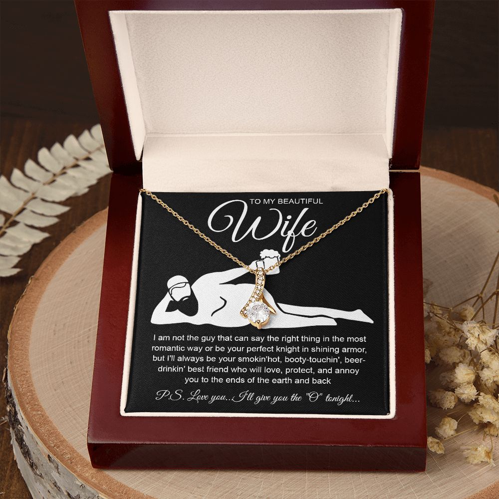 To My Beautiful Wife Necklace For Women, Funny Gifts For Girlfriend,Valentine Christmas Presents For Girlfriend, Best Birthday Meaningful Gift Ideas For Wife, Women Romantic Jewelry For Her Anniversary Message Card and Gift Box Styles Allruing Necklace