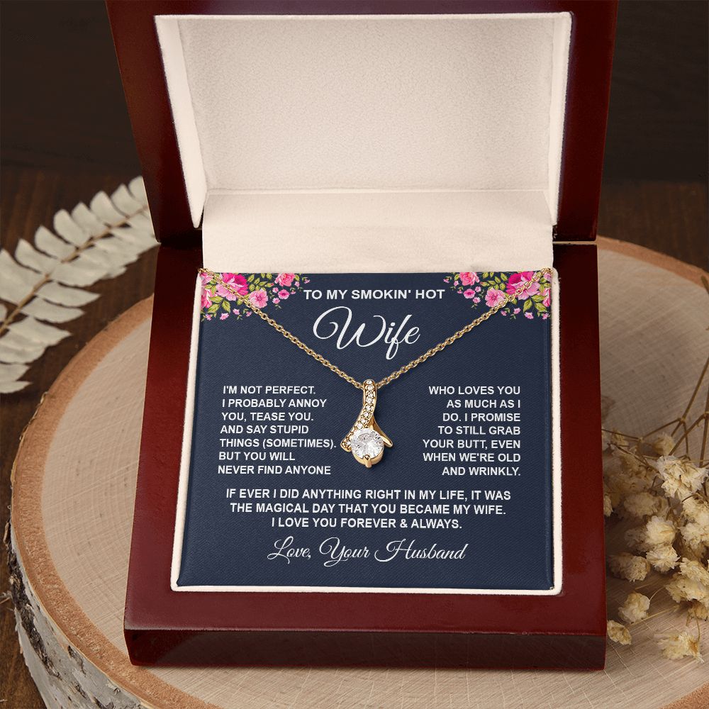 Wife Necklace Gifts from Husband, Wedding Anniversary Gifts for Wife from Husband, Wife Birthday Gifts from Husband, To My Wife Necklace Message Card and Necklace Gifts Box Gift Box Styles on Birthday, Wedding, Anniversary, Valentine Allruing Necklace