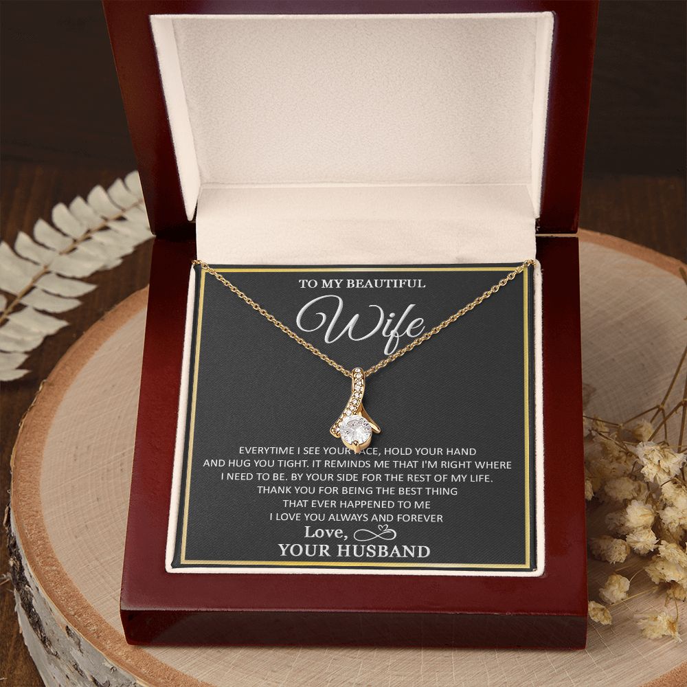 To My Wife Necklace, Necklace For Wife From Husband, To My Soulmate Necklace, Girlfriend Necklace, Soulmate For Wife, Beautiful Soulmate, Necklace Custom Name Message Card and Gift Box Styles on Birthday, Christmas, Wedding, Anniversary Allruing Necklace