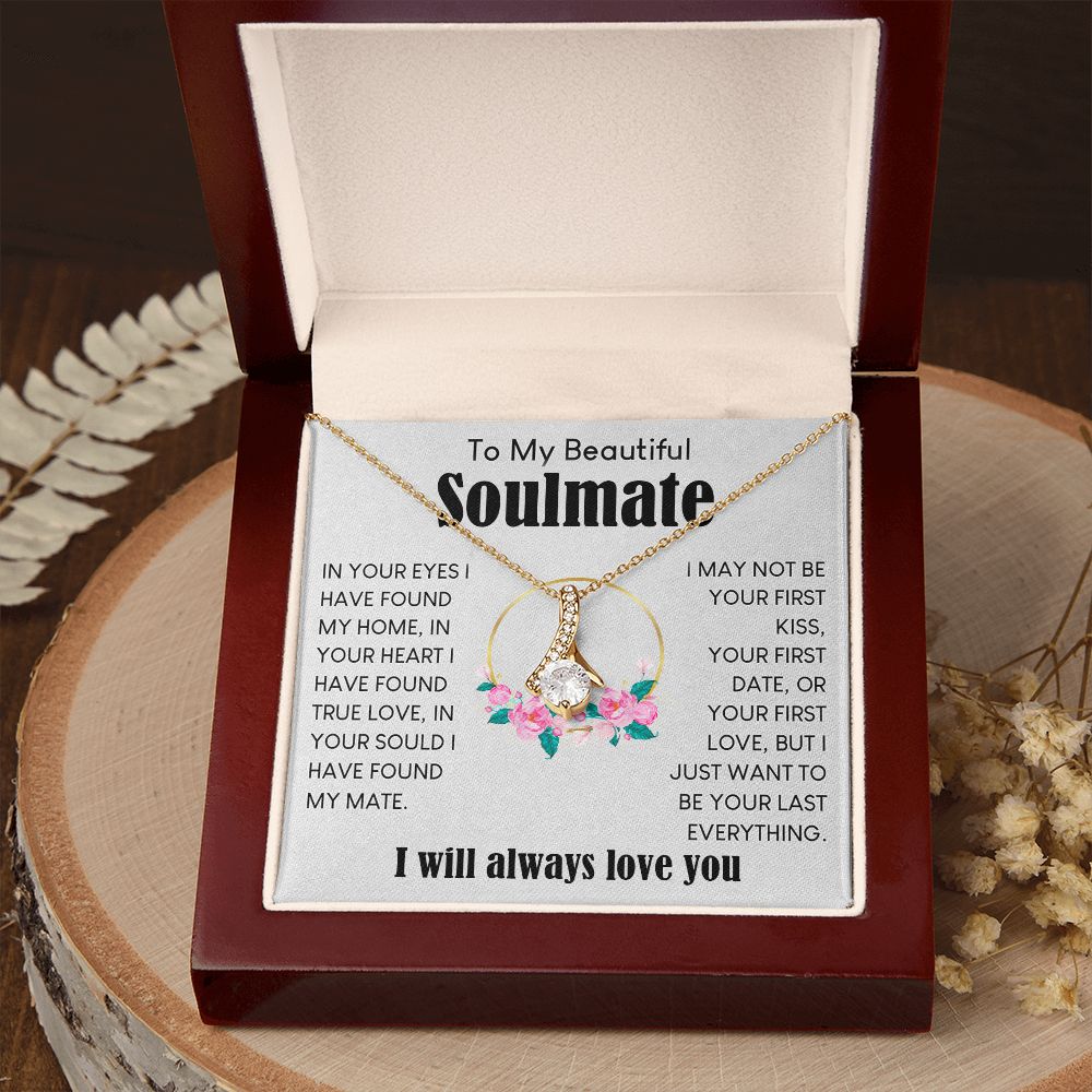 My Beautiful Soulmate Necklace To My Future Wife Gifts, Promise Necklace For Her, Fiance Gifts For Her, Valentine Gifts For Soulmate From Husband With Message Card Box LED, Soulmate Necklace For Women, To My Wife Necklace Allruing Necklace