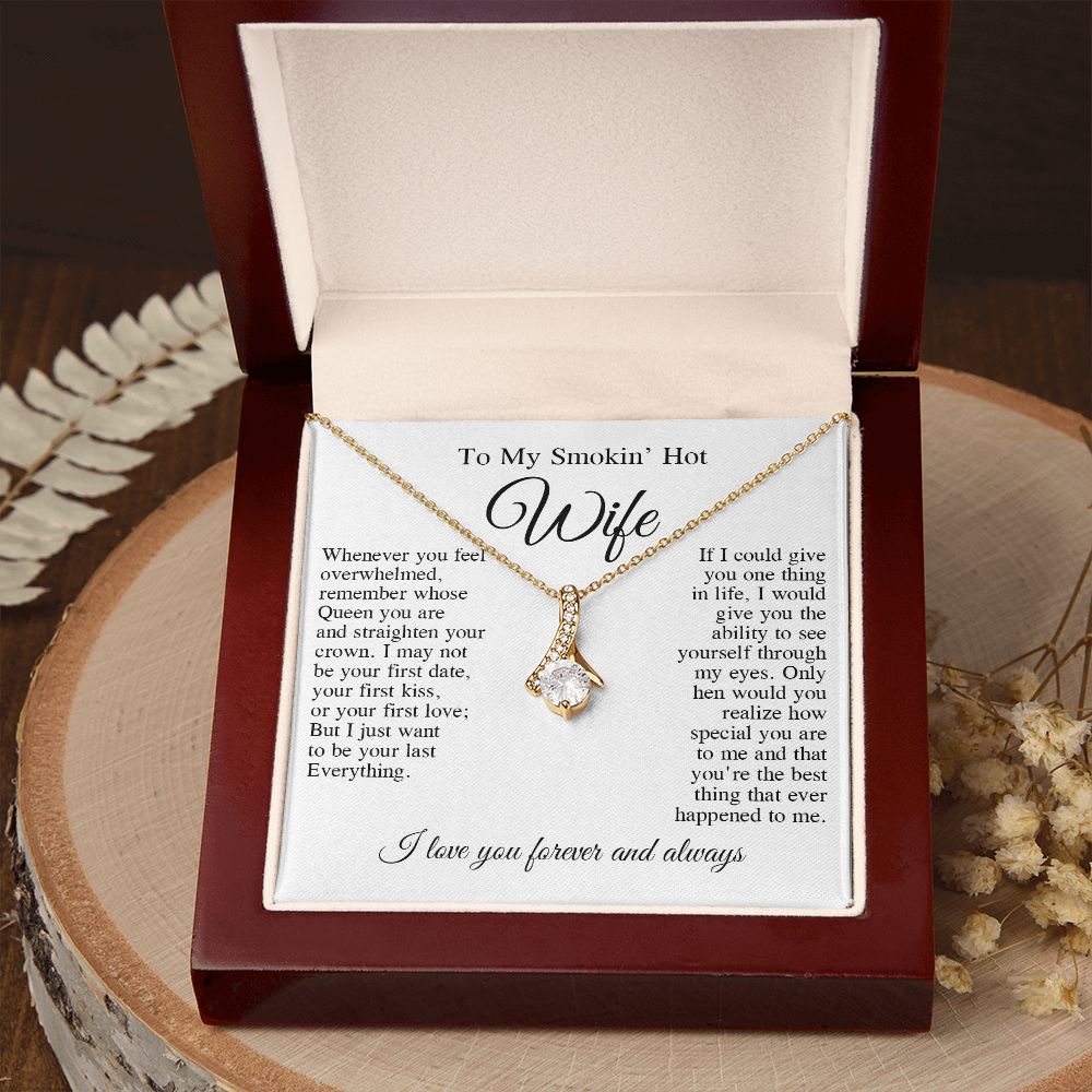 To My Beautiful Wife Necklace, Wedding Anniversary Jewelry for Women, Anniversary Gifts For Wife From Husband To My Wife Necklace Message Card and Necklace Gift Box Gift Box Styles on Birthday, Wedding, Anniversary, Valentine Allruing Necklace