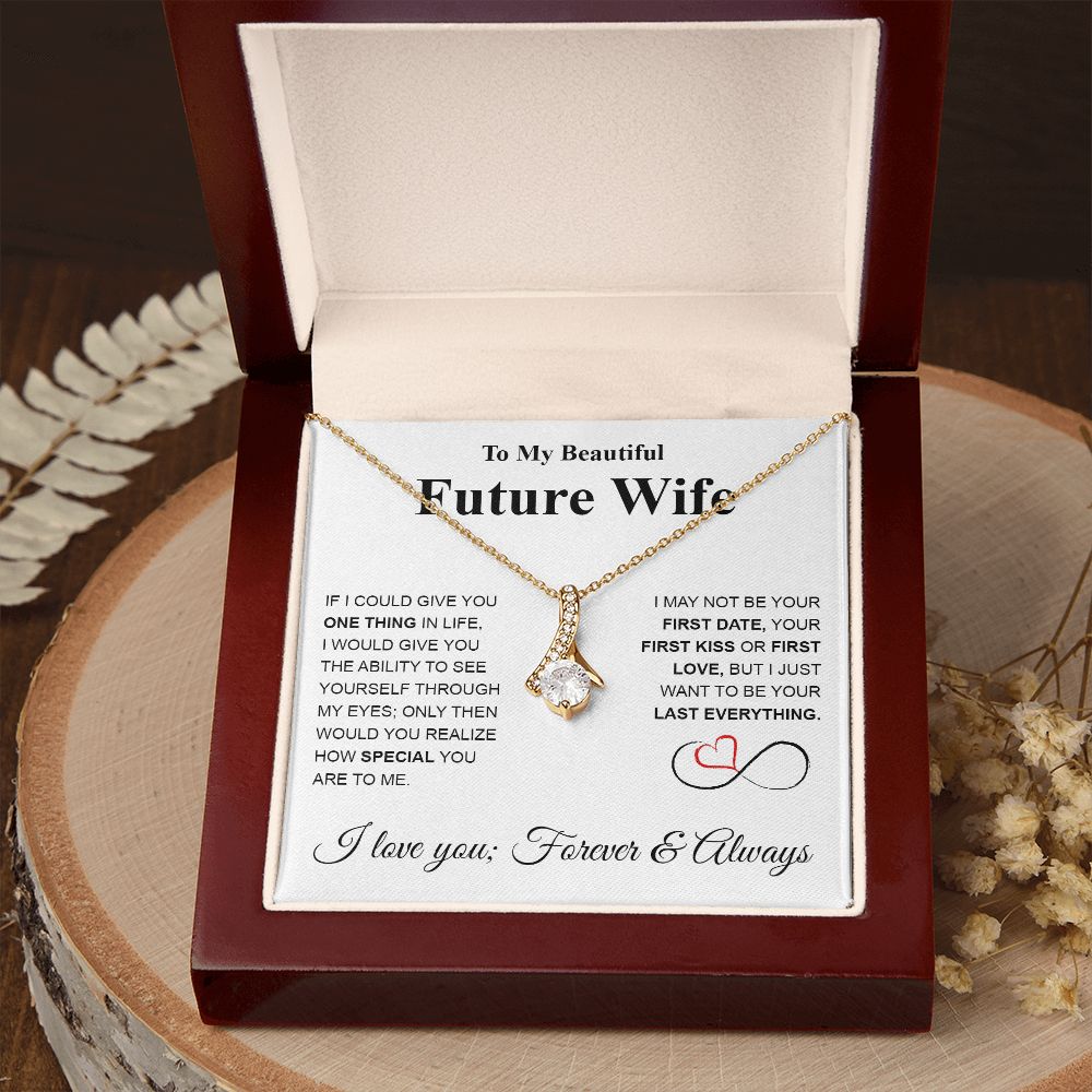 Future Wife Necklace My Last Everything, Promise Necklace For Her, Fiance Gifts For Her, Valentine Gifts For Future Wife With Message Card Box LED, Soulmate Necklace For Women, To My Wife Necklace copy Allruing Necklace