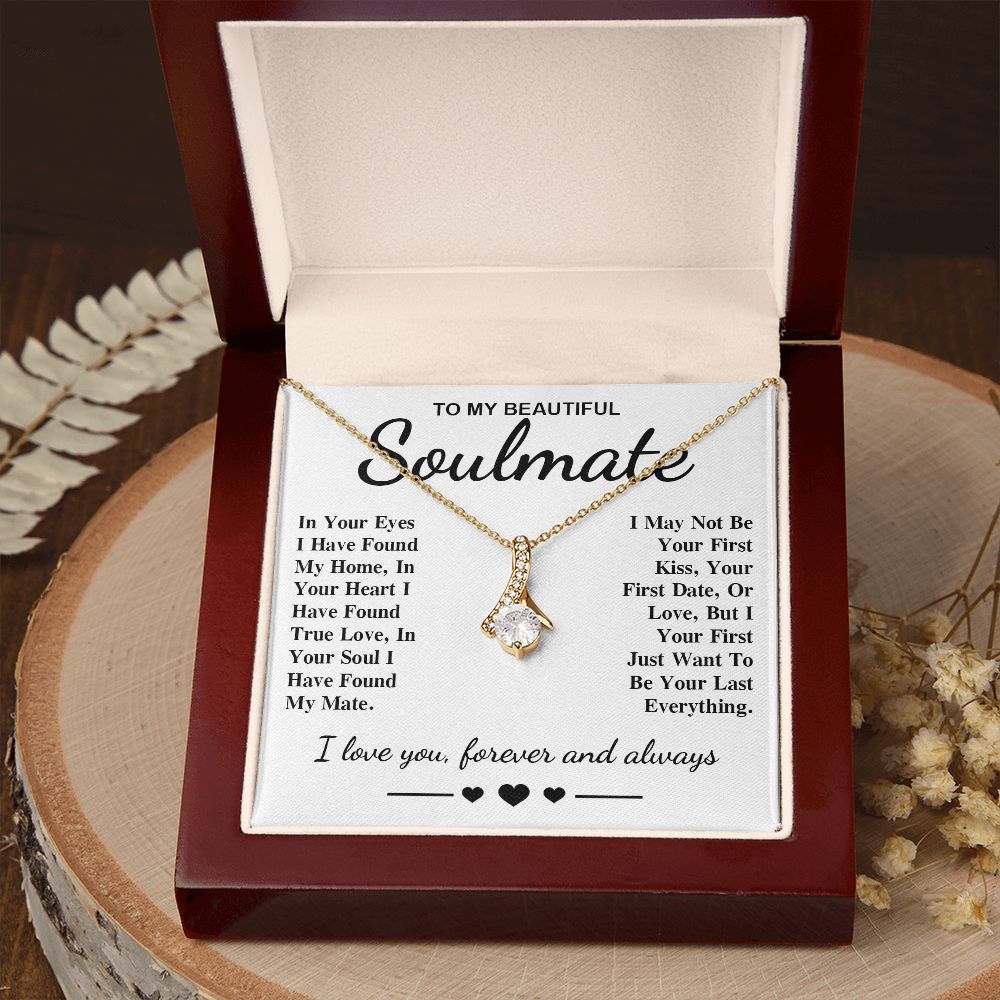 To My Beautiful Soulmate Necklace Gift, Soulmate for Wife Birthday Gifts from Husband, Anniversary for Women, Soulmate Gifts, Message Card and Necklace Gifts Box Gift Box Styles on Birthday, Wedding, Anniversary, Valentine Allruing Necklace