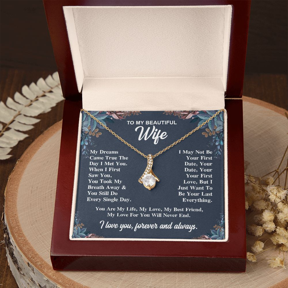 To My Wife Necklace Gift for Her, Soulmate Jewelry, Necklaces for Wife from Husband, Birthday To My Wife Necklace, Soulmate Gifts, Necklace Message Card and Gift Box Styles on Birthday, Wedding, Anniversary, Valentine Allruing Necklace