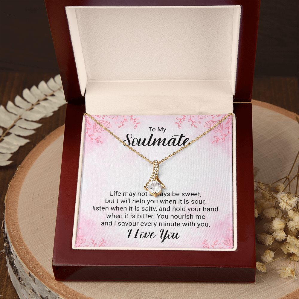 To My Soulmate Necklace for her Jewelry For Her Couples Gifts Necklaces For Soul Mate Christmas Jewelry, Love Knot Meaningful Necklace Message Card and Gift Box Styles on Birthday, Christmas, Anniversary Allruing Necklace