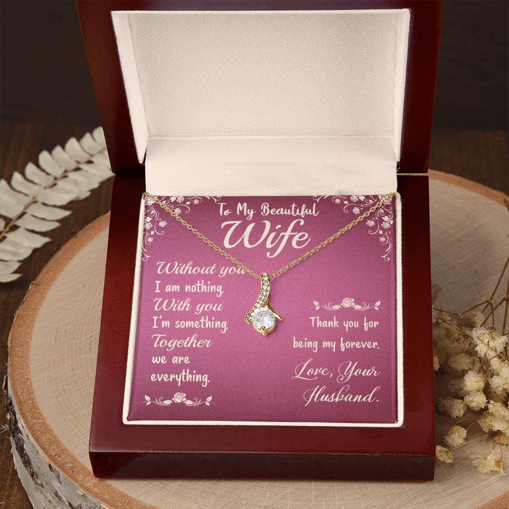Couples Gifts,To My Wife Girlfriend Necklace Gifts From Husband, Wedding Anniversary Jewelry For Wife From Husband, Wife Birthday From Husband, To My Beautiful Wife Girlfriend Message Card and Gift Box styles On Birthday, Christmas, Anniversary  Allruing
