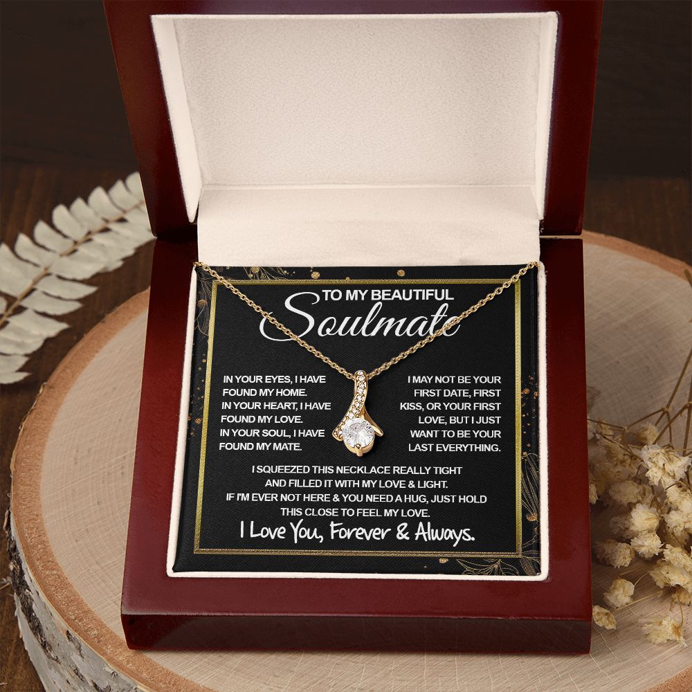 To My Beautiful Soulmate Necklace, Soulmate Jewelry For Women, Wife Necklace From Husband, Wife Gifts Necklace For Wife, Soulmate Gifts For Her, To My Future Wife Necklace Soulmate Allruing Necklace