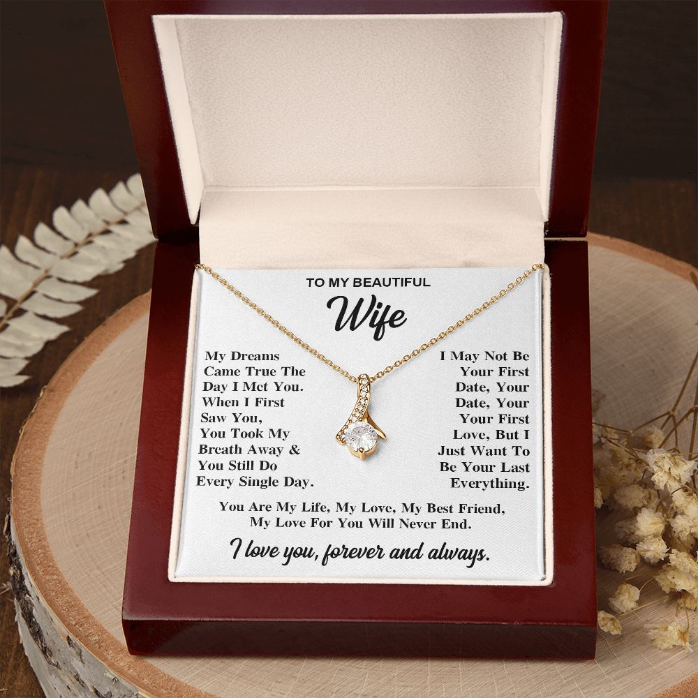 To My Wife Necklace Gift for Her, Soulmate Necklace, Necklaces for Wife from Husband, Valentine To My Wife Necklace, Soulmate Gifts, Necklace Message Card and Gift Box Styles on Birthday, Wedding, Anniversary, Valentine Allruing Necklace