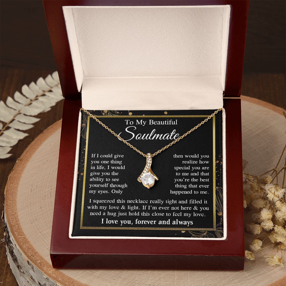 Soulmate Necklace Gift for Her, Soulmate Jewelry, Necklace for Future Wife, Valentine Jewelry for Wife Necklace Gifts from Husband - Soulmate Gift Necklace with Message Card and Gift Box Allruing Necklace