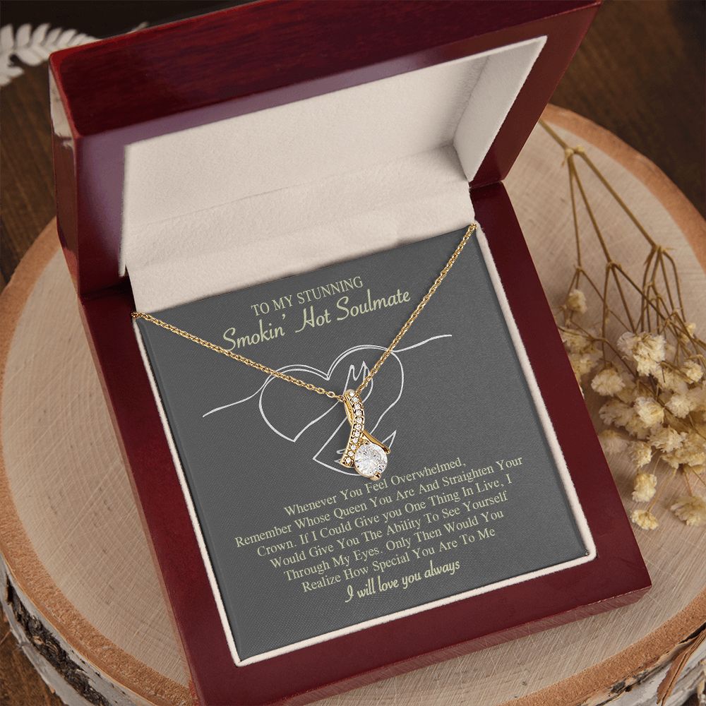 To My Smokin Hot Soulmate Necklace, Love Necklace for Girlfriend, Soulmate Jewelry, Soulmate Necklace, Future Wife Gift, Necklace for Wife from Husband Necklace Message Card and Gift Box Styles on Birthday, Christmas, Wedding, Anniversary Allruing Necklac