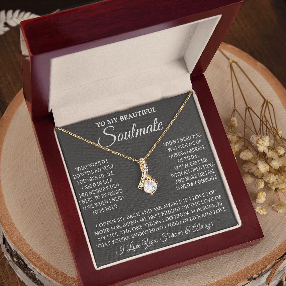 Couples Gifts Necklace To My Soulmate Necklace, Necklace Gifts For Wife From Husband Jewelry Romantic Gifts For My Wife Necklace Message Card and Gift Box Styles on Birthday, Christmas, Wedding, Anniversary, Valentine Allruing Necklace