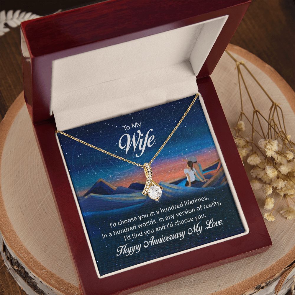 Couples Gifts Necklace To My Wife Necklace Gifts For My Wife, I Love You, Happy Anniversary My Love, Love Knot Meaningful Necklace Message Card and Gift Box Styles on Birthday, Christmas, Anniversary Allruing Necklace