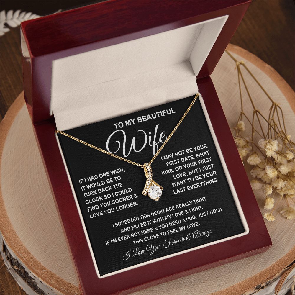 To My Beautiful Wife Necklace, Soulmate Jewelry For Women, Wife Necklace From Husband, Soulmate Gift For Her, To My Future Wife Necklace Message Card and Necklace Gift Box Gift Box Styles on Birthday, Wedding, Anniversary, Valentine Allruing Necklace