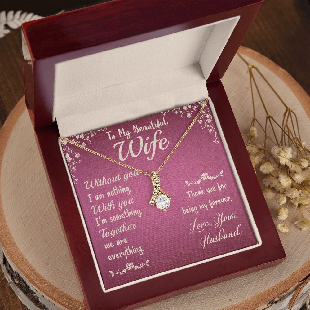Couples Gifts,To My Wife Girlfriend Necklace Gifts From Husband, Wedding Anniversary Jewelry For Wife From Husband, Wife Birthday From Husband, To My Beautiful Wife Girlfriend Message Card and Gift Box styles On Birthday, Christmas, Anniversary  Allruing