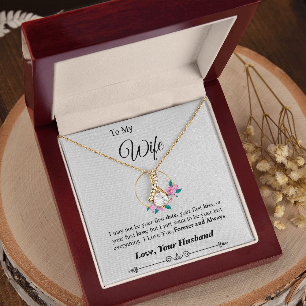 Couples Gifts, To My Dear Wife Necklace Gifts From Husband, Wedding Anniversary Jewelry For Wife From Husband, Necklace Customer Name Message Card and Gift Box styles On Birthday, Christmas, Anniversary Allruing Necklace
