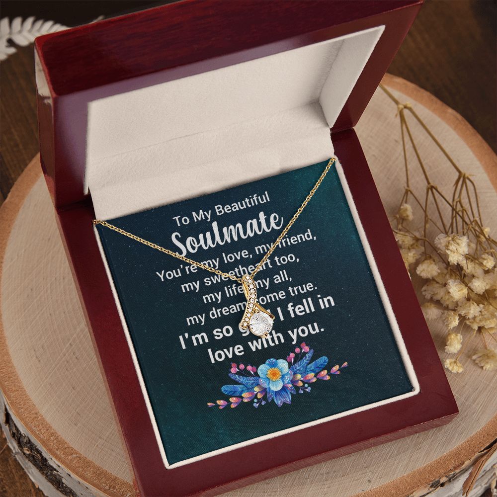 Couples Gifts, Beautiful Soulmate Necklace Gifts From Husband, Wedding Anniversary Jewelry For Wife From Husband, Wife Birthday From Husband, To My Unbiological Sister Message Card and Gift Box styles On Birthday, Christmas, Anniversary  Allruing Necklace
