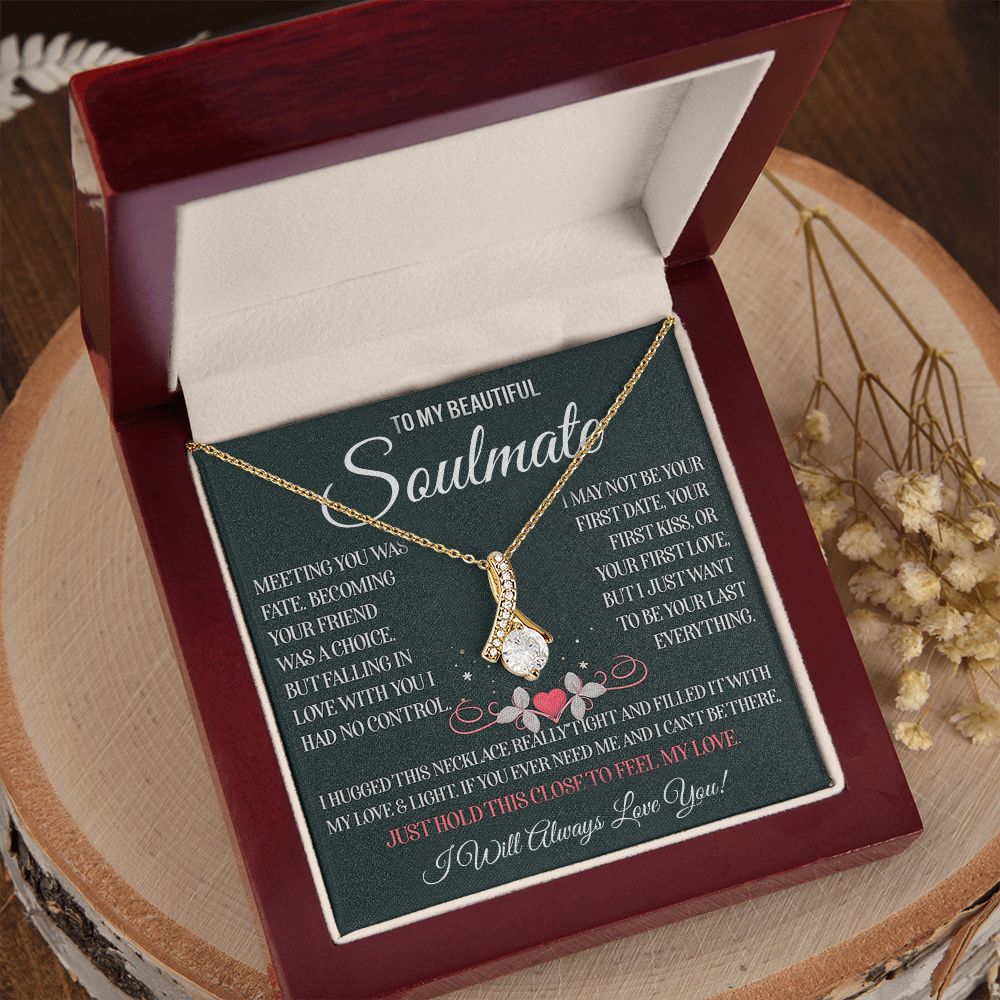 My Beautiful Soulmate Necklace Future Wife Gifts, Promise Necklace For Her, Fiance Gifts For Her, Valentine Gifts For Soulmate With Message Card Box LED, Soulmate Necklace For Women, To My Wife Necklace Allruing Necklace
