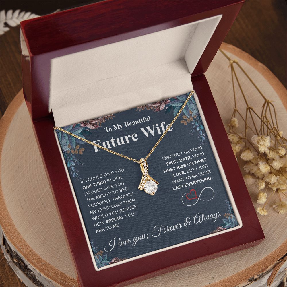 Future Wife Necklace My Last Everything, Promise Necklace For Her, Fiance Gift For Her, Wedding Gifts For Future Wife With Message Card Box LED, Soulmate Necklace For Women, To My Wife Necklace Allruing Necklace
