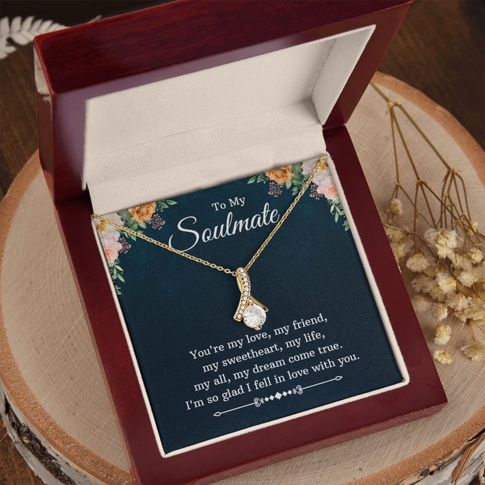 To My Beautiful Soulmate Necklace for her Jewelry For Her Couples Gifts Necklaces For Soul Mate Christmas Jewelry Romantic, Love Knot Meaningful Necklace Message Card and Gift Box Styles on Birthday, Christmas, Anniversary  Allruing Necklace