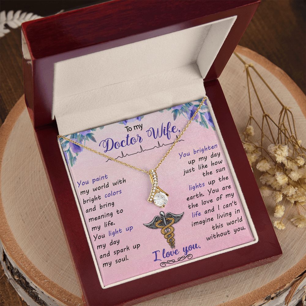 Couples Gifts, Doctor Wife Girlfriend Necklace Gifts From Husband, Wedding Anniversary Jewelry For Wife From Husband, Wife Birthday From Husband, To My Beautiful Wife Girlfriend Message Card and Gift Box styles On Birthday, Christmas, Anniversary  Allruin