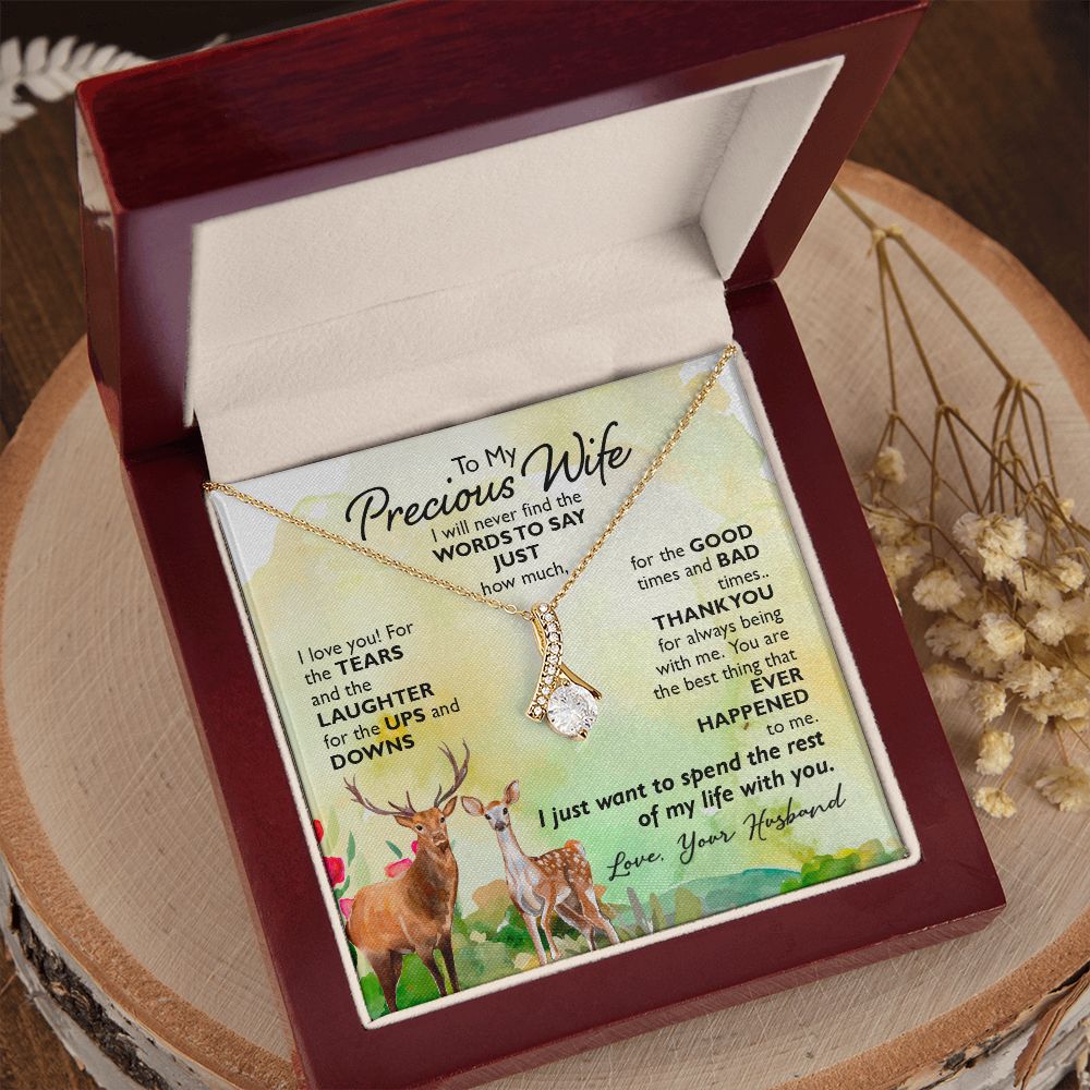 To My Preious Wife Necklace Romantic Gifts For Her Unique Necklaces For Wife From Husband Cute Valentines Day Anniversary Birthday For Wife, Love Knot Meaningful Necklace Message Card and Gift Box Styles on Birthday, Christmas, Anniversary Allruing Neckla