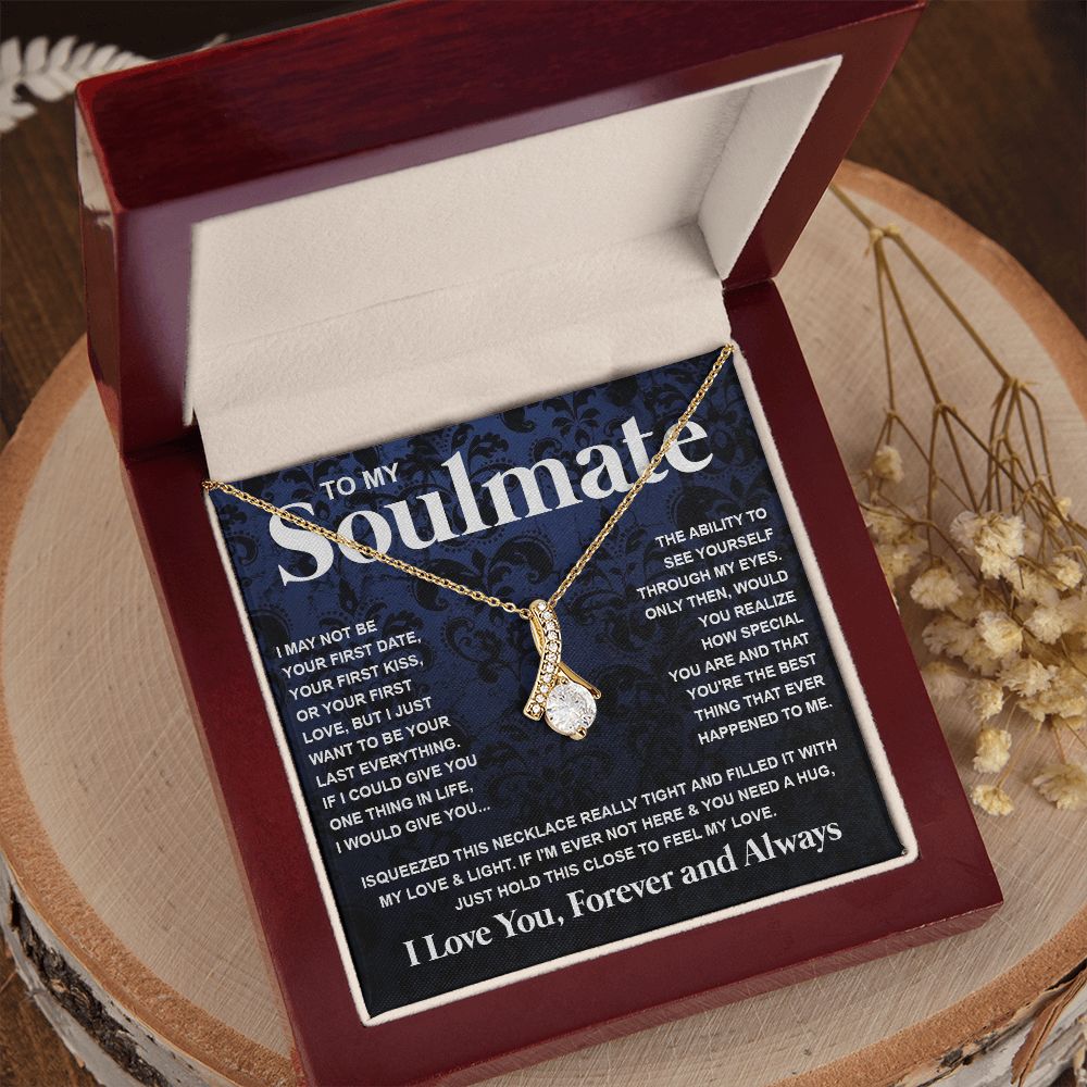 Couples Gifts Necklace To My Soulmate Necklace Anniversary Christmas Jewelry Romantic Gifts For My Wife Pendant Jewelry with Message Card and Box Necklaces for Women Valentines Day Happy Anniversary Wedding Present Allruing Necklace
