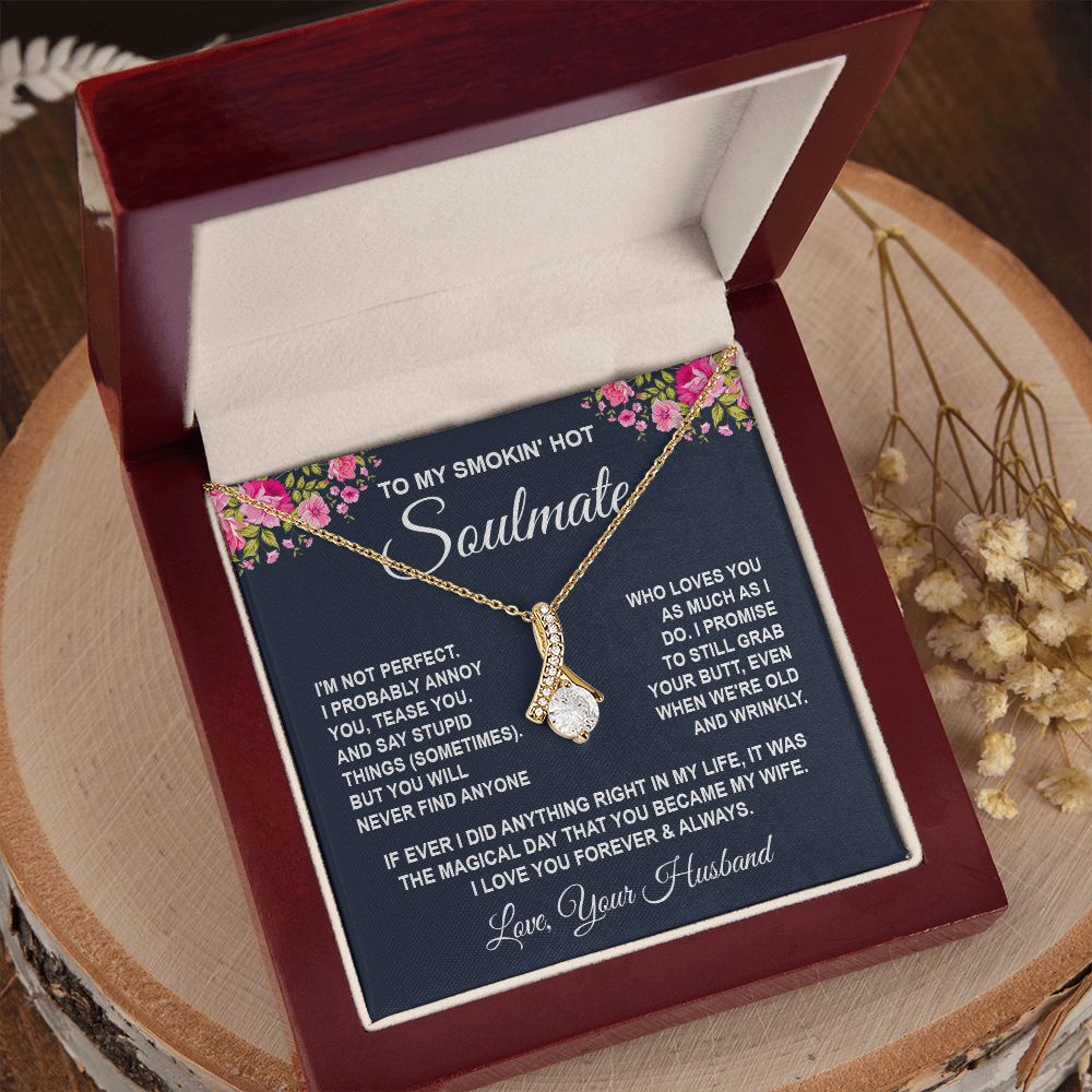 Soulmate Necklace Gifts from Husband, Wedding Anniversary Gifts for Wife from Husband, Wife Birthday Gifts from Husband, To My Wife Necklace Message Card and Necklace Gifts Box Gift Box Styles on Birthday, Wedding, Anniversary, Valentine Allruing Necklace