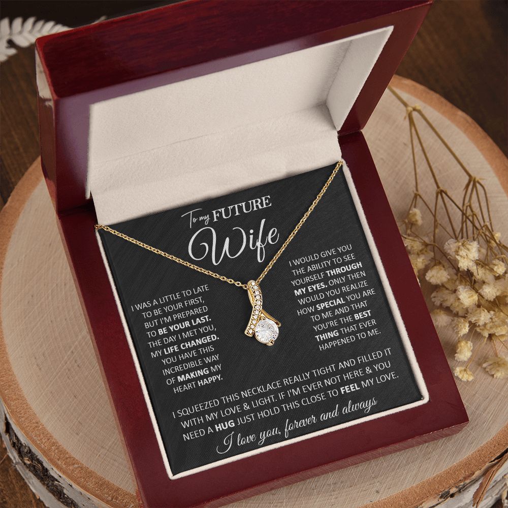 Couples Gifts, To My Beautiful Wife, Necklace From Husband, Valentine For Wife From Husband, Wife Wedding From Husband, To My Wife, Necklace Custom Name Message Card and Gift Box Styles on Birthday, Christmas, Wedding, Anniversary Allruing Necklace