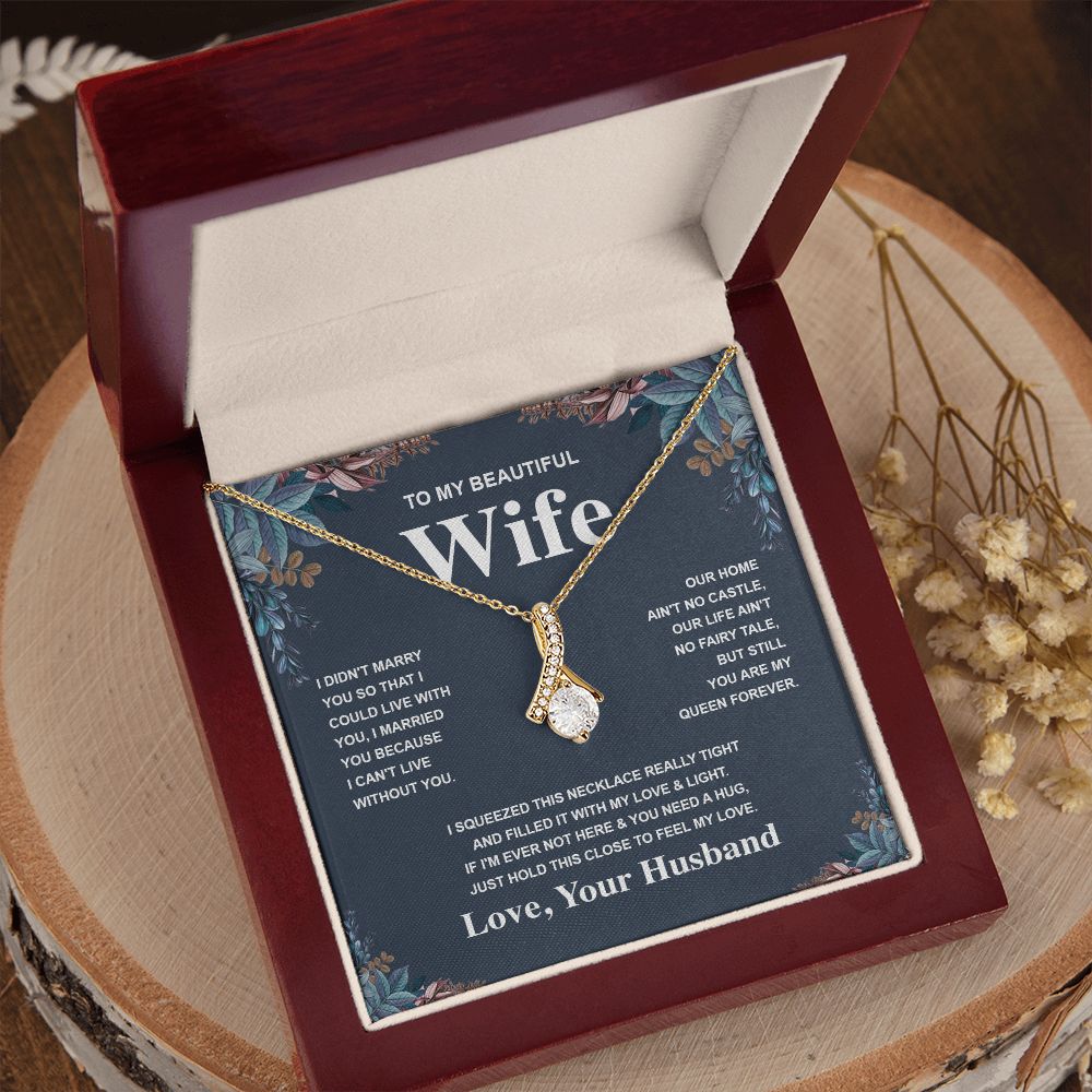 Wife Necklace Gift From Husband To My Badass Wife Valentines Days Anniversary Jewelry with Message Card and Gift Box. Gift for Wife. Necklace Gift Set for Wife Message Card and Necklace Gifts Box Gift Box Styles Allruing Necklace